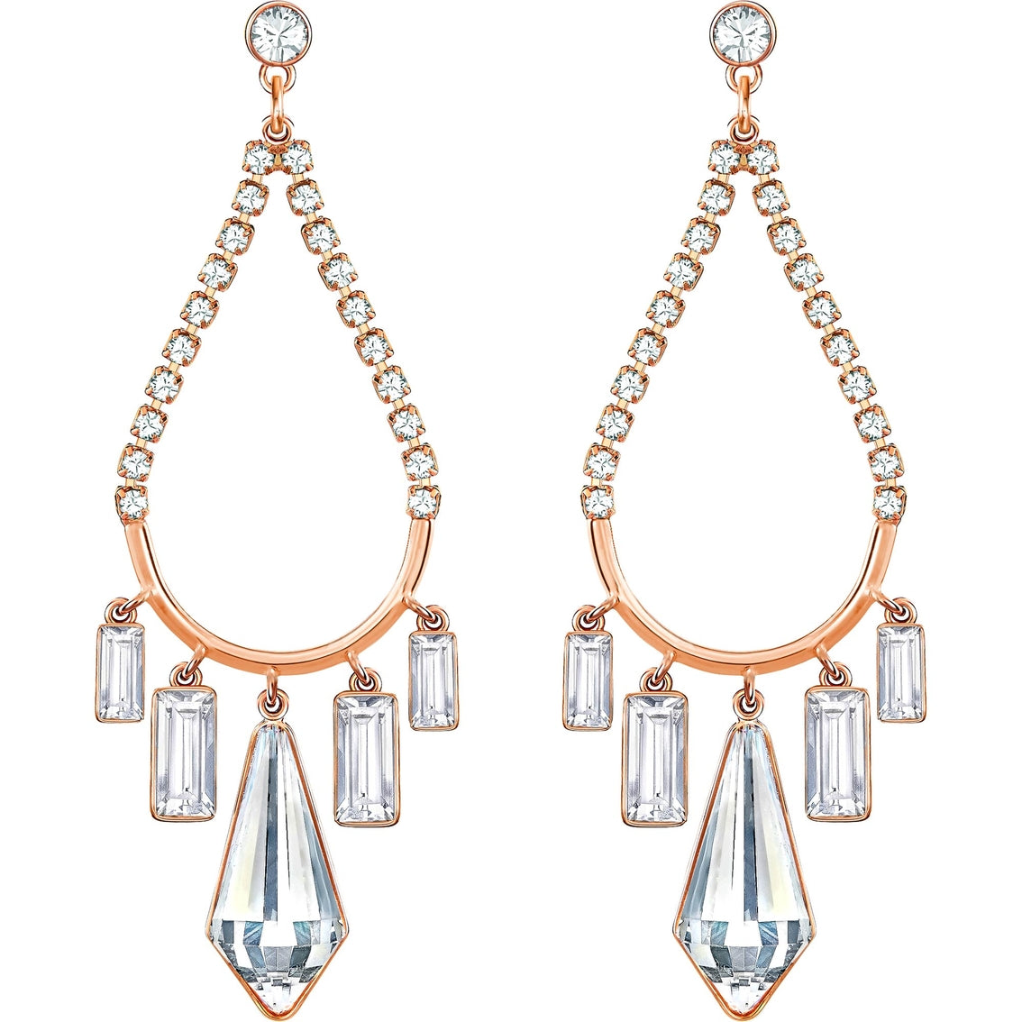 Swarovski Talina Pierced Earrings, White, Rose Gold Plating