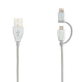 TUMI Silver 2-in-1 Cable: Lightning & Micro USB