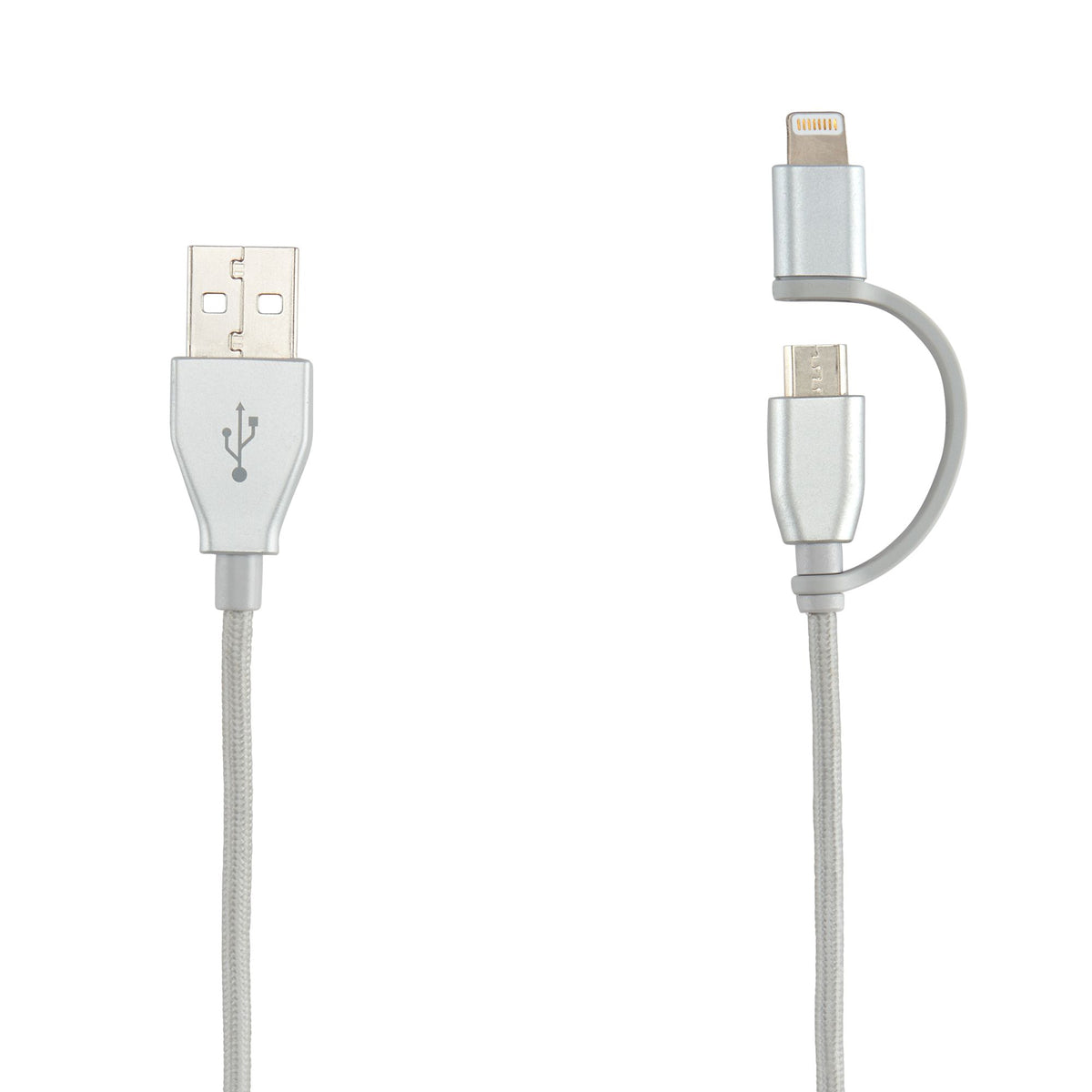TUMI Silver 2-in-1 Cable: Lightning & Micro USB